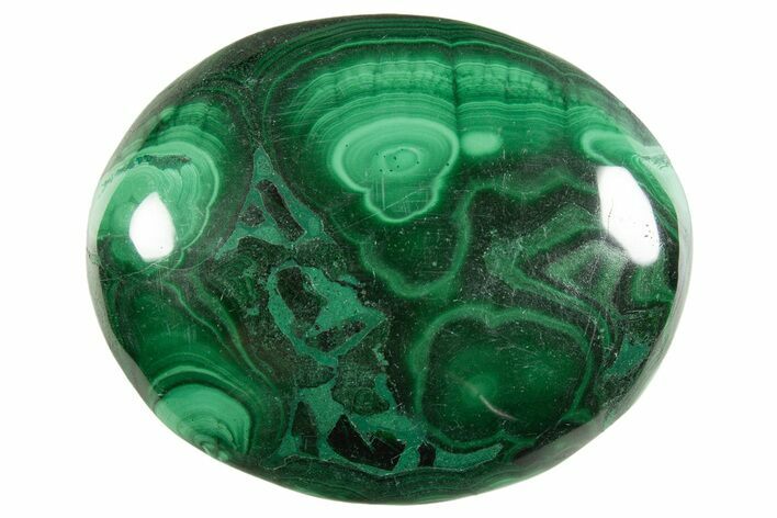 Polished Banded Malachite Palm Stone - DR Congo #321189
